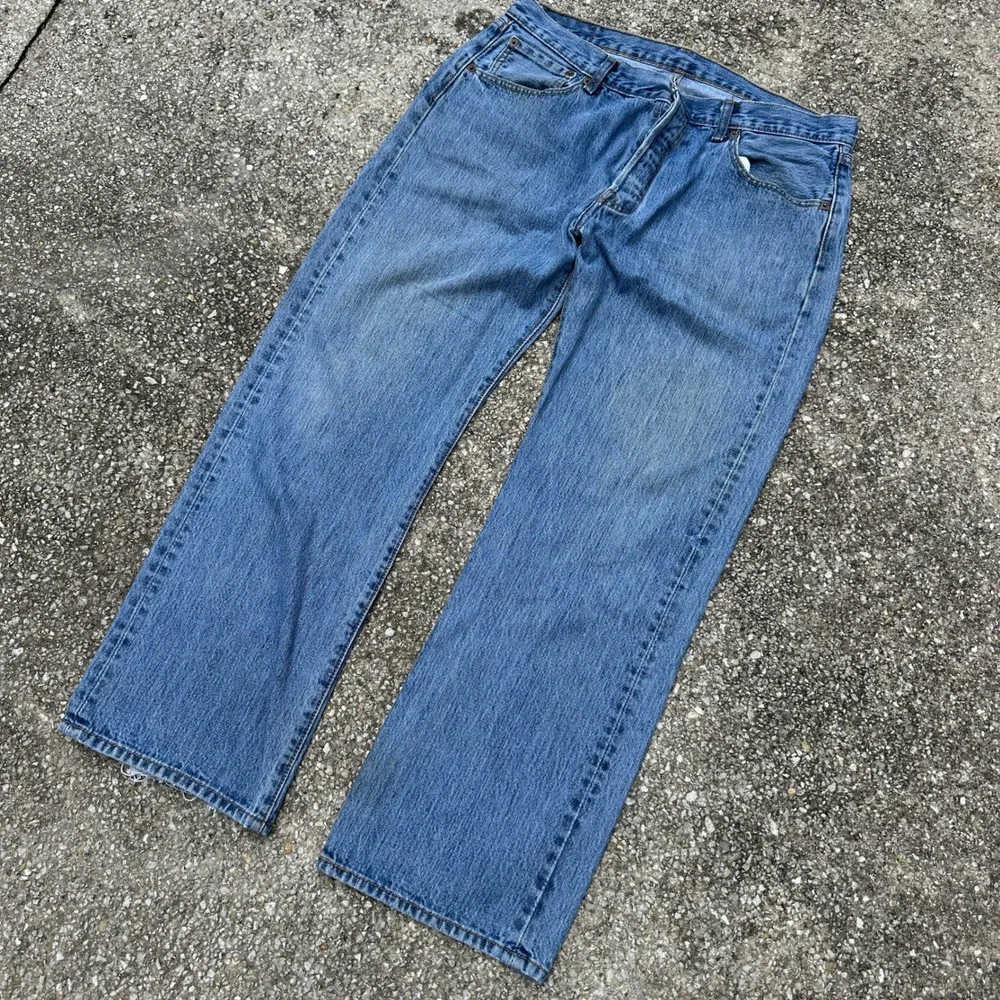 Vtg 90s Levis 501 Original Fit Mens 36x29 Blue Jeans Button Fly Straight Leg
